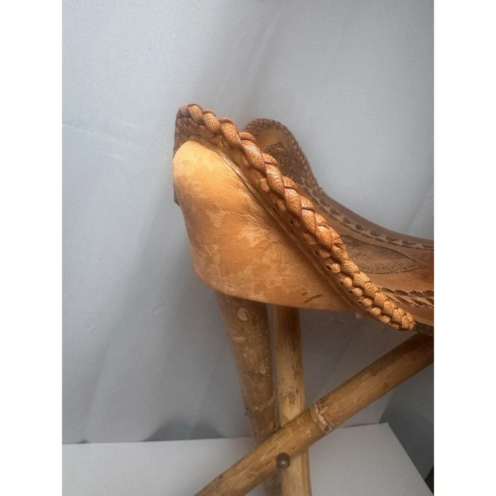 Decorative‎ Corona Beach Club Folding Leather & Wooden Chair Cancun Mexico